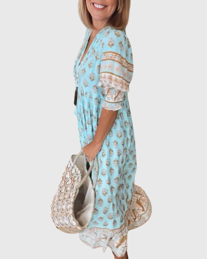 Bridget - Printed V-Neck Dress