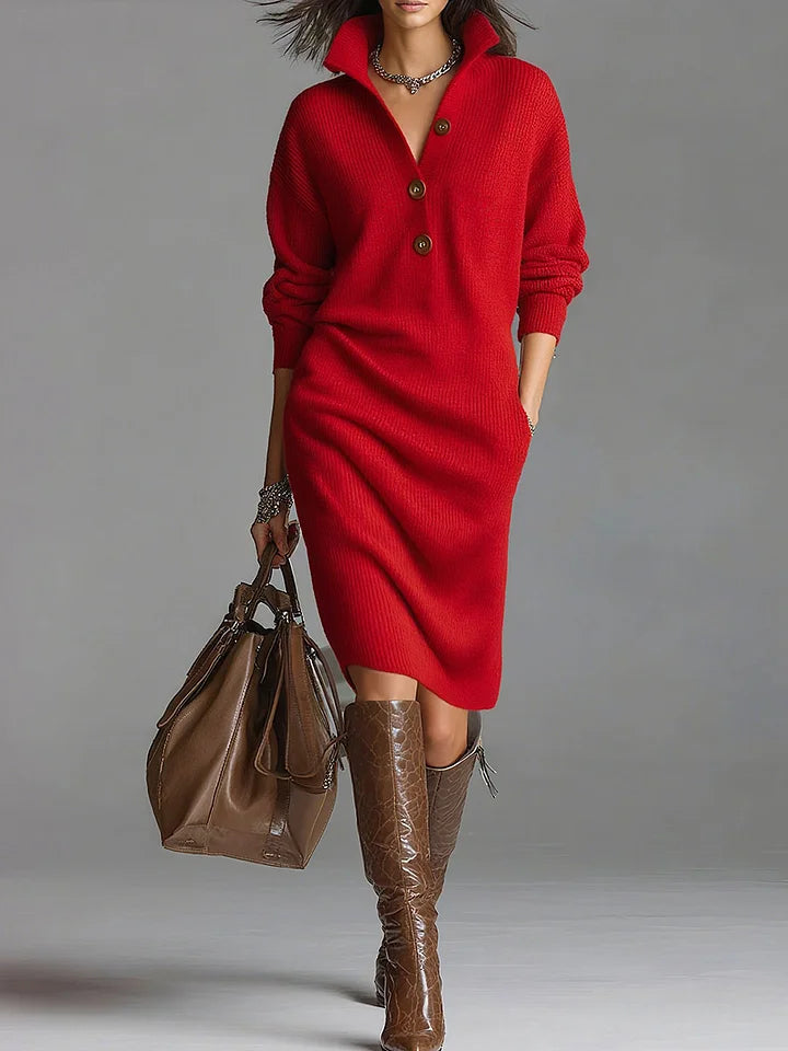Lena | Elegant Ribbed Sweater Dress