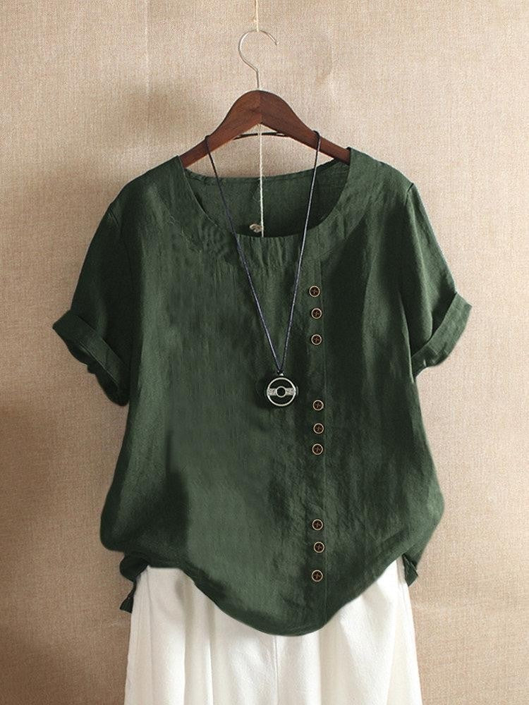 Airy Blouse with Button Placket