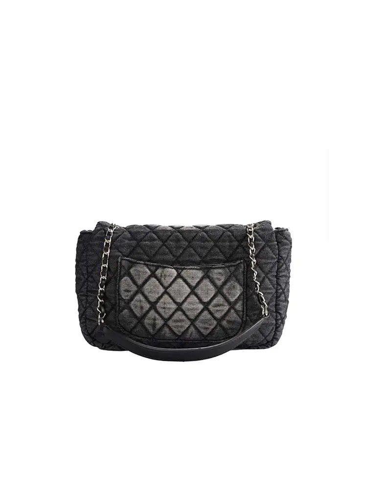Washed Denim | Quilted Chain Crossbody Bag