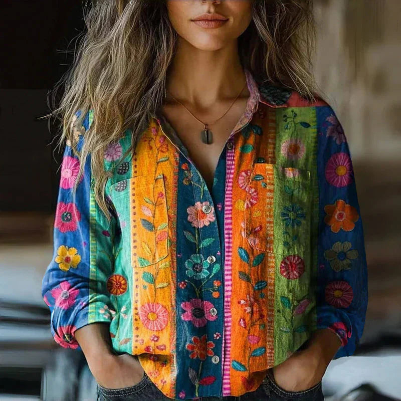 Nanna | Retro Floral Print Blouse