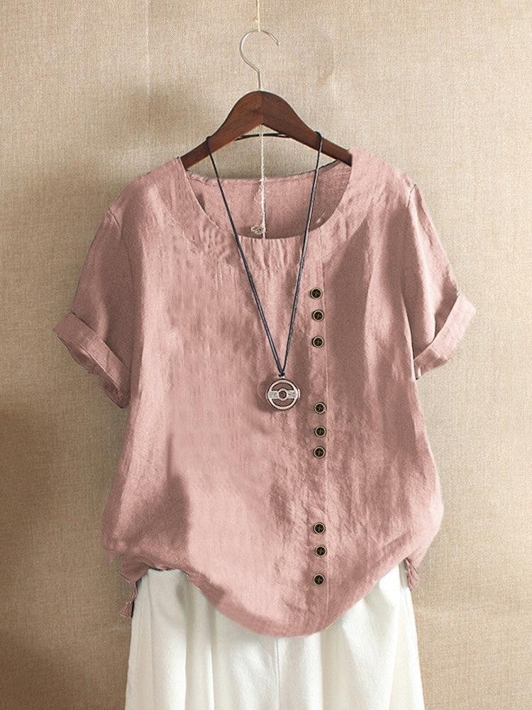 Airy Blouse with Button Placket