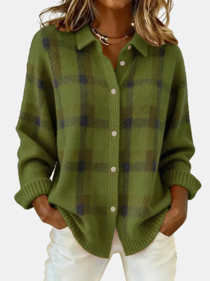 Essale | Retro Contrast Plaid Cardigan