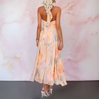 Evie™ - Elegant fitted watercolour print dress