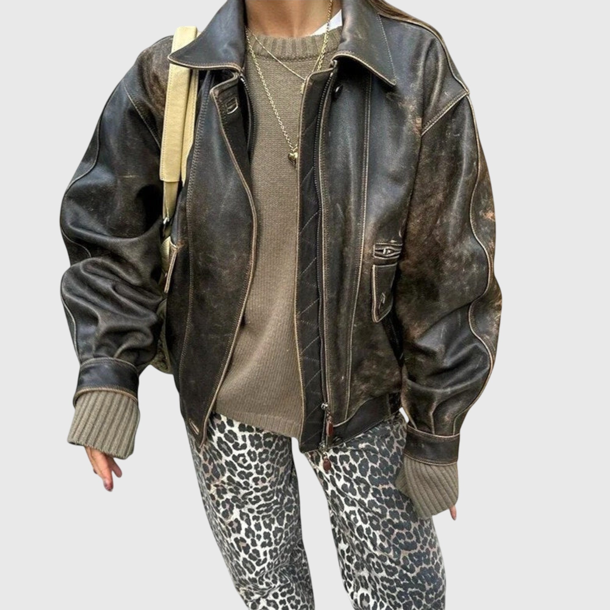 Grace | Vintage Jeans with Leopard Print