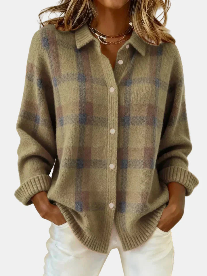 Essale | Retro Contrast Plaid Cardigan