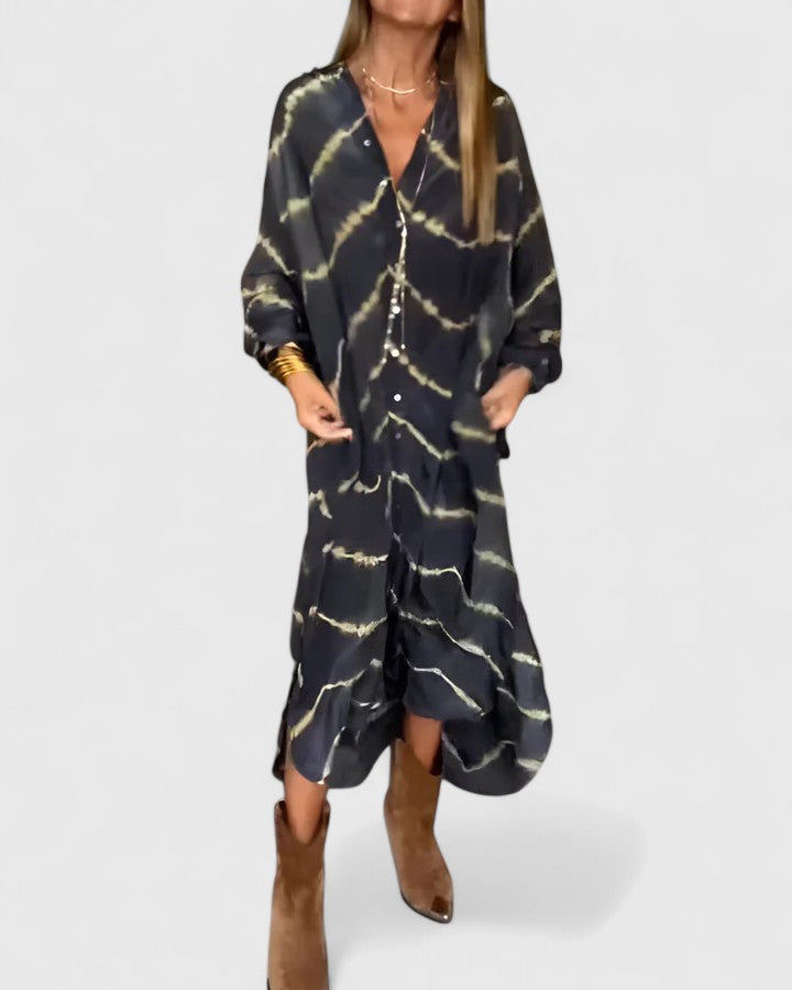 Lottie - Elegant Boho Striped Maxi Dress