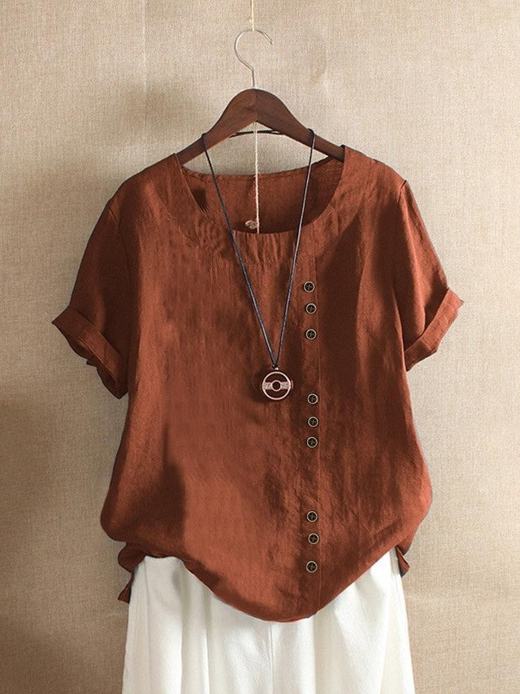 Airy Blouse with Button Placket