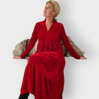 Manerea - Red Velvet Tiered Dress