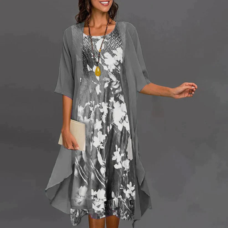 Jenny - Ladies dress with floral pattern and blazer