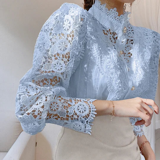 Tove | Long-sleeve shirt with lace and detailing