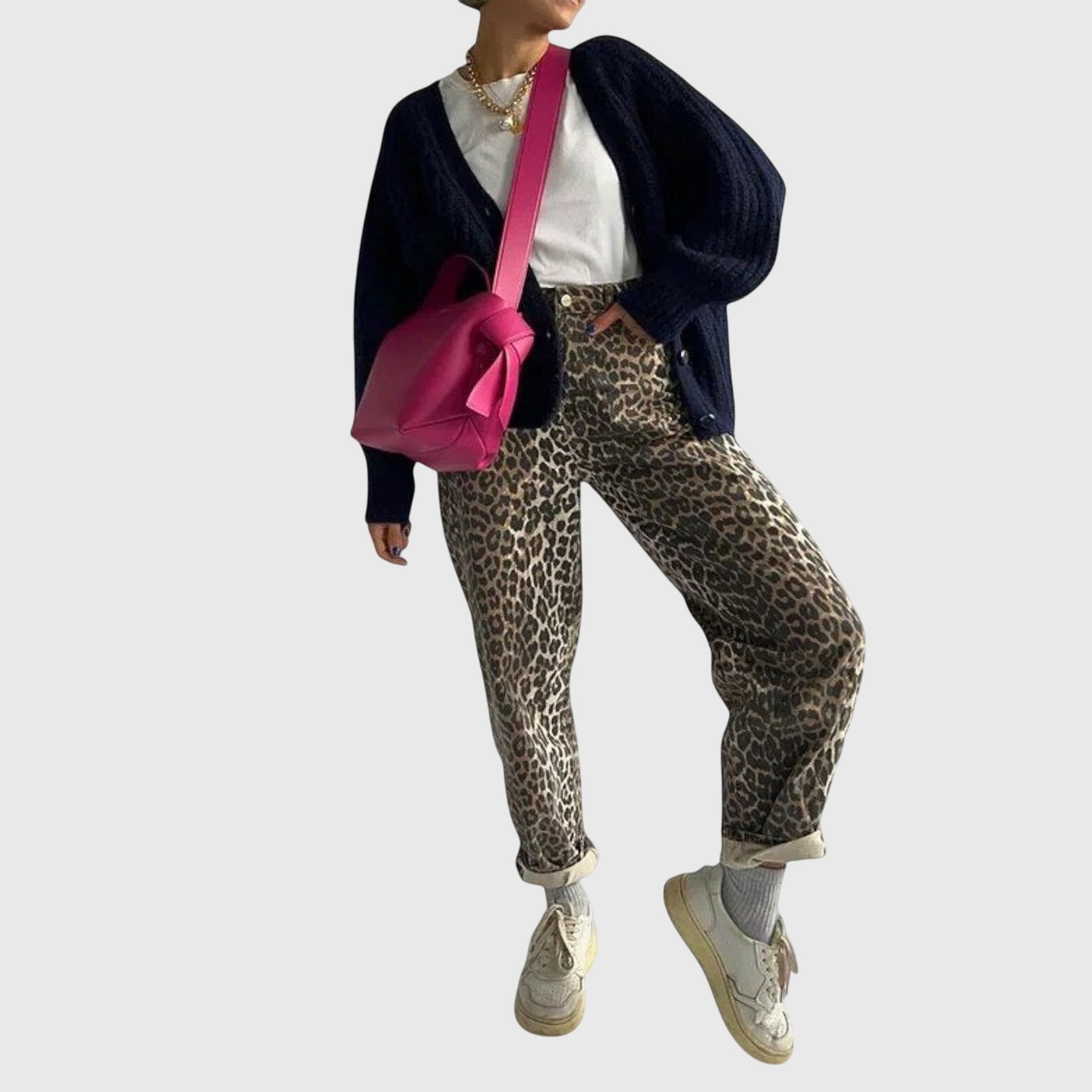 Grace | Vintage Jeans with Leopard Print