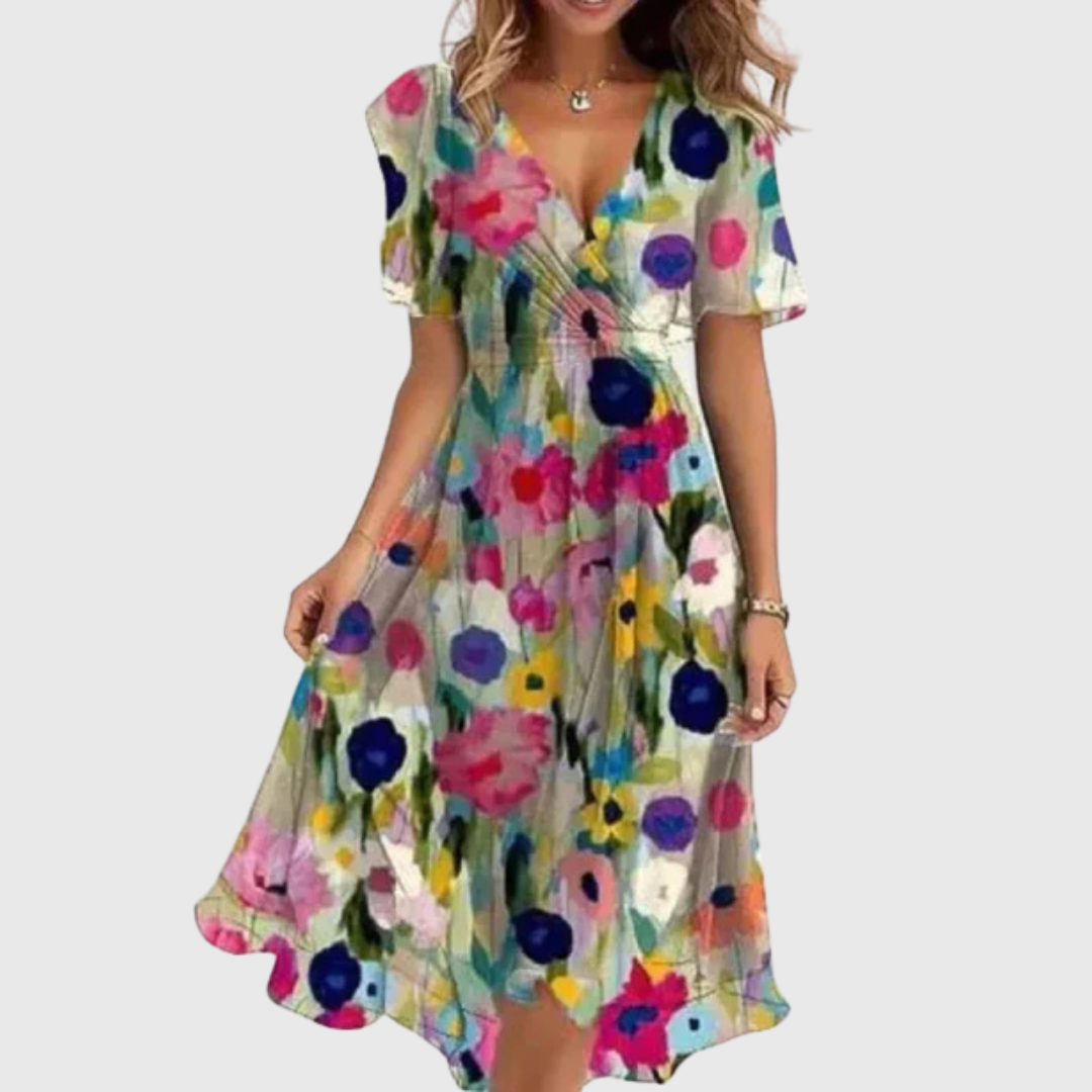 Emmy - Wrap dress with V neckline for women