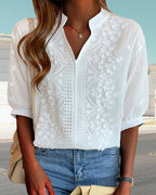 Unni | Elegant White Blouse with Puff Sleeves