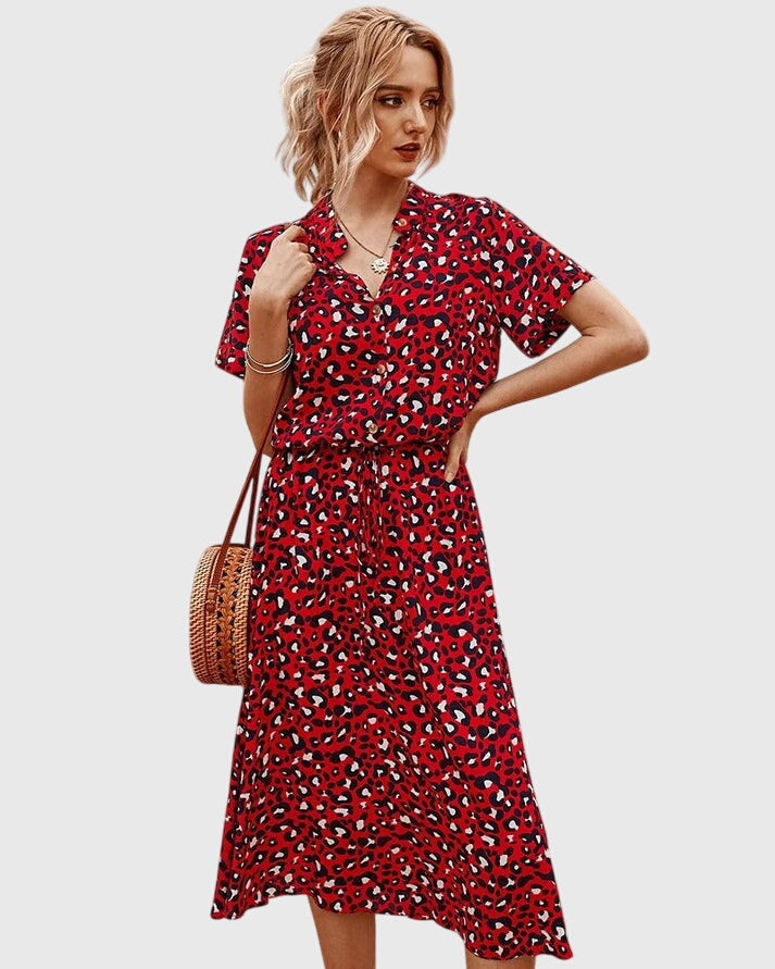 Amber - Printed V-Neck Dress