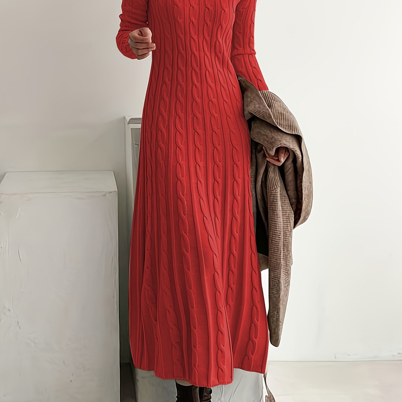 Elowen | Elegant Cable-Knit Maxi Dress