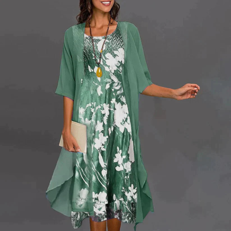 Jenny - Ladies dress with floral pattern and blazer