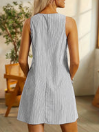 Felicia | Sleeveless Striped Pocket Dress