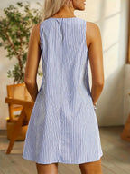 Felicia | Sleeveless Striped Pocket Dress