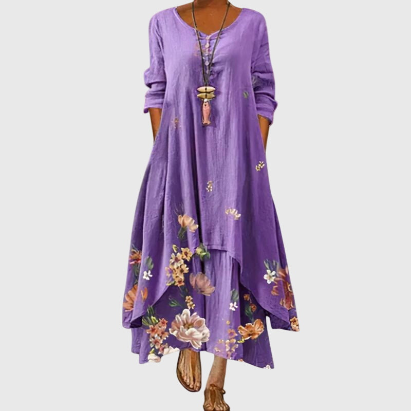 Alexandra - Ladies Summer Long Sleeve Printed Maxi Dress