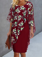 Lilian - Summer dress with floral pattern and overlay for women