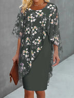 Lilian - Summer dress with floral pattern and overlay for women