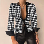 Lill | Printed V-Neck Leather Blouse with Long Sleeves