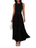 Emma | Chic Sleeveless Ruched High-Waisted Maxi Dress