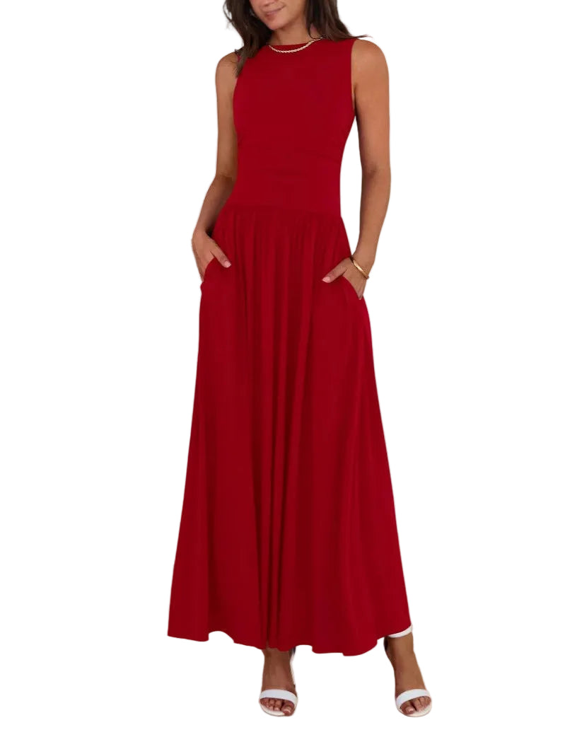 Emma | Chic Sleeveless Ruched High-Waisted Maxi Dress