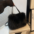 LIZZIE | Fashionable Imitation Fur Small Handbag with Grip Handle & Shoulder Strap