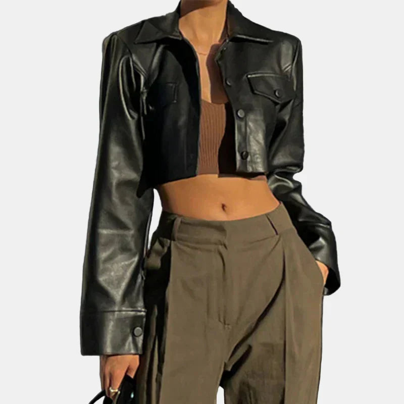Aria | Elegant Faux Leather Jacket