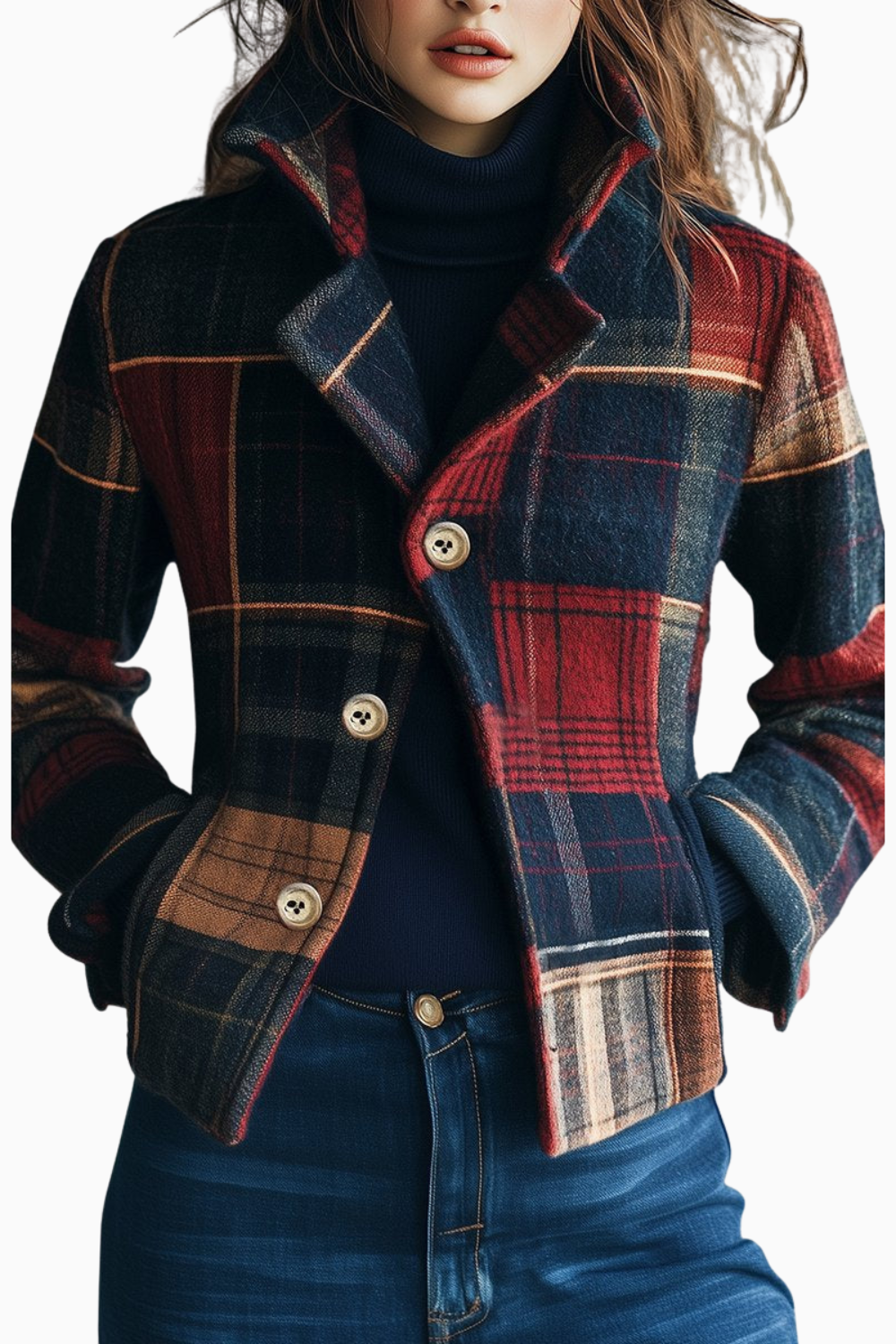Joyce | Plaid Pattern Woolen Jacket