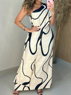 Alina | Abstract Off-Shoulder Maxi Dress