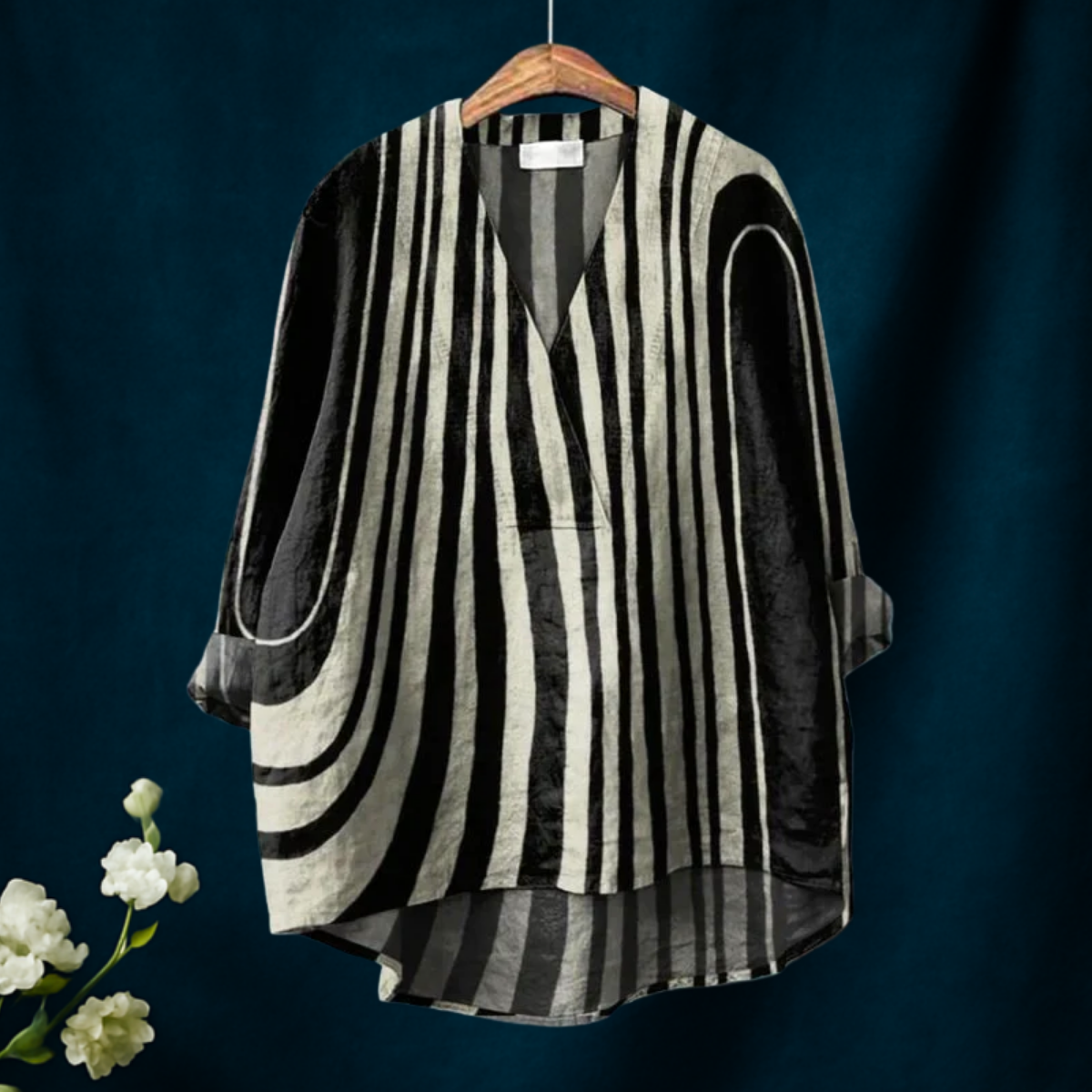 Black and White Ripples Blouse