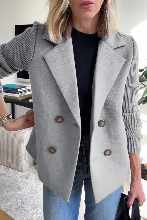 Amora - Elegant Blazer with Knitted Sleeves