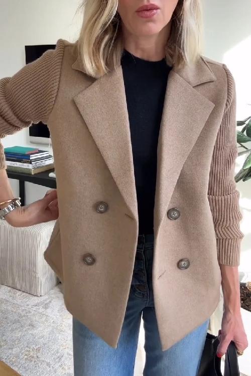 Amora - Elegant Blazer with Knitted Sleeves