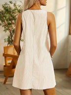 Felicia | Sleeveless Striped Pocket Dress