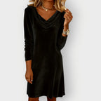 Kathleen - Elegant Drape Neck Velvet Dress