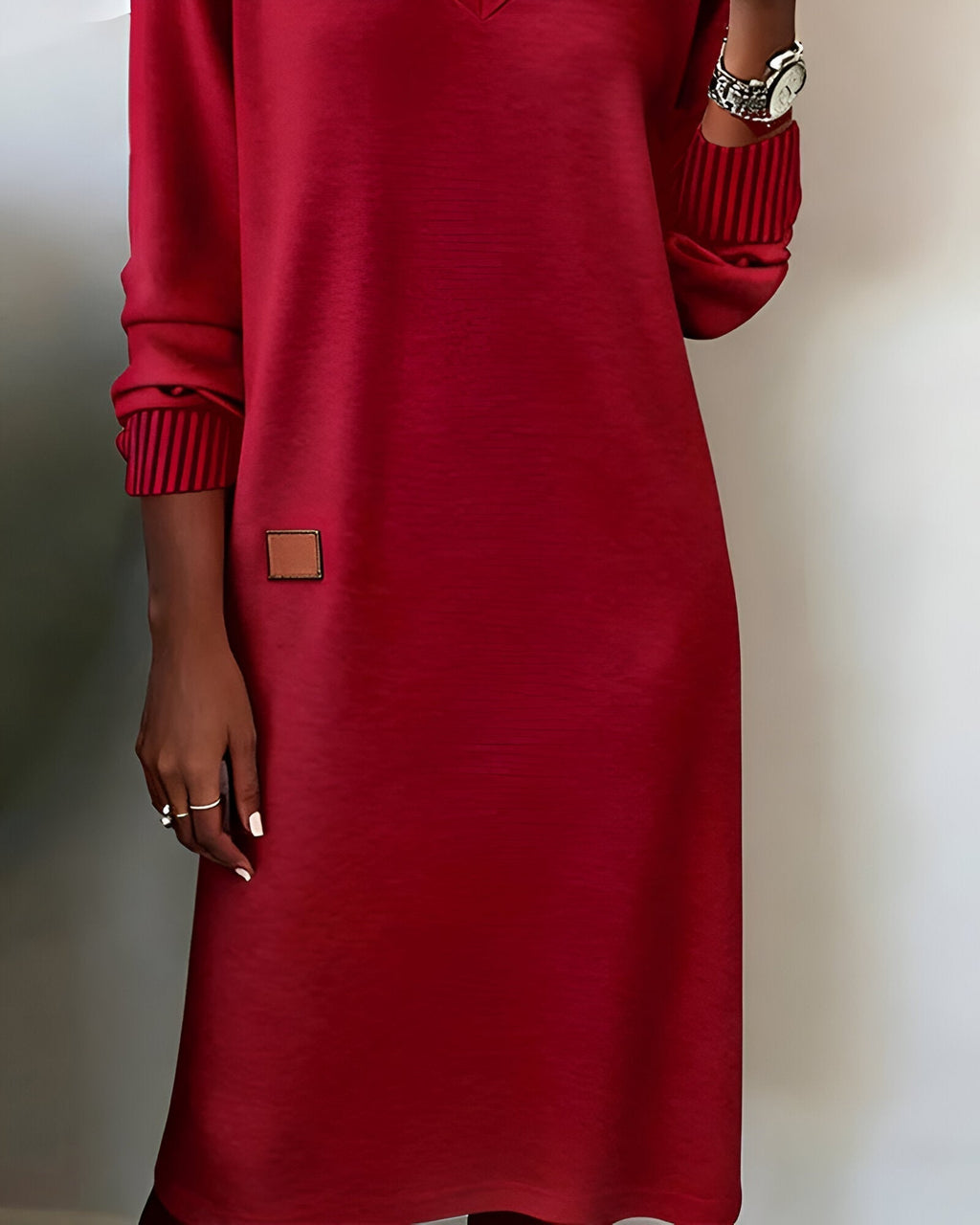 Kehlani™ | Soft Minimalist V-Neck Midi Dress