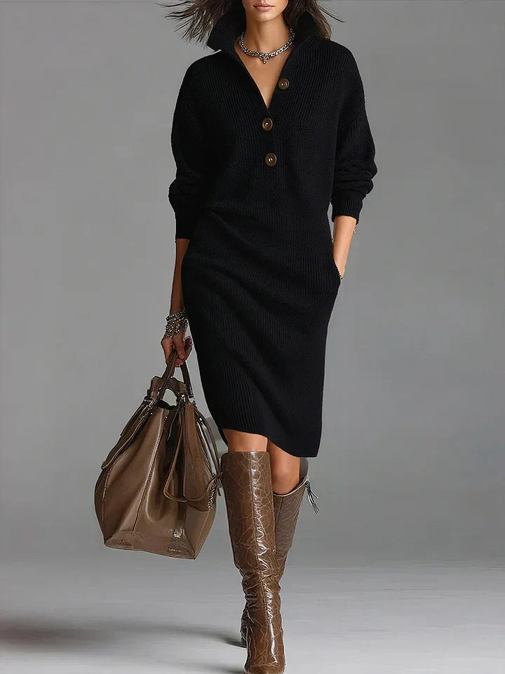 Lena | Elegant Ribbed Sweater Dress