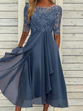 Haley – Elegant Blue Midi Dress
