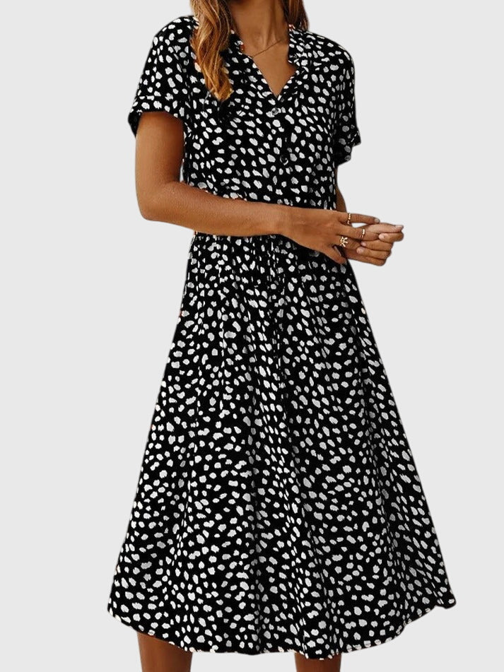 Amber - Printed V-Neck Dress