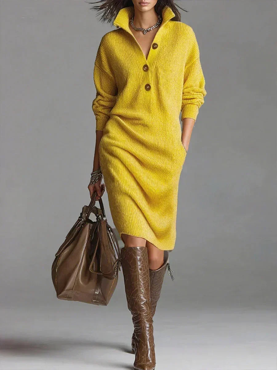 Lena | Elegant Ribbed Sweater Dress