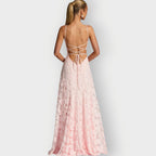 Clara - Elegant Strapless Floral Evening Velvet Gown