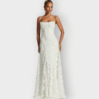 Clara - Elegant Strapless Floral Evening Velvet Gown