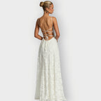 Clara - Elegant Strapless Floral Evening Velvet Gown